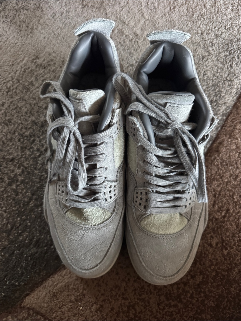 Nike Men's Grey Suede High-Top Sneakers Jordan 4s